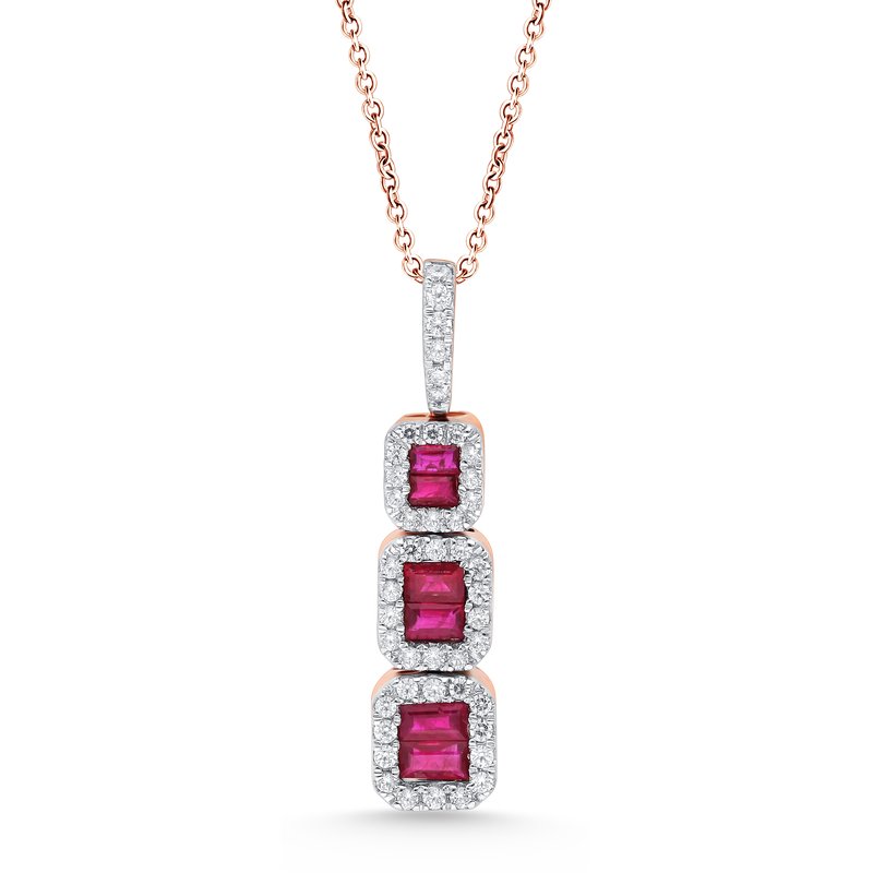 14K 0.31Ct Diamond  Ruby Pendant