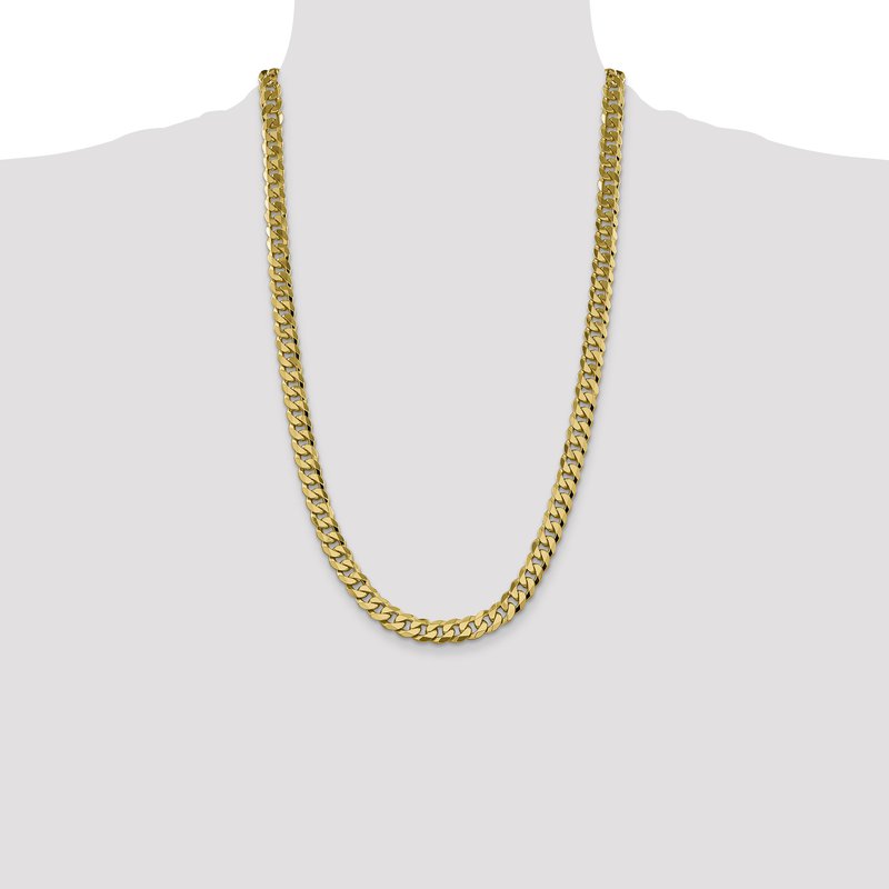 14K 26 inch 8.5mm Flat Beveled Curb with Lobster Clasp Chain