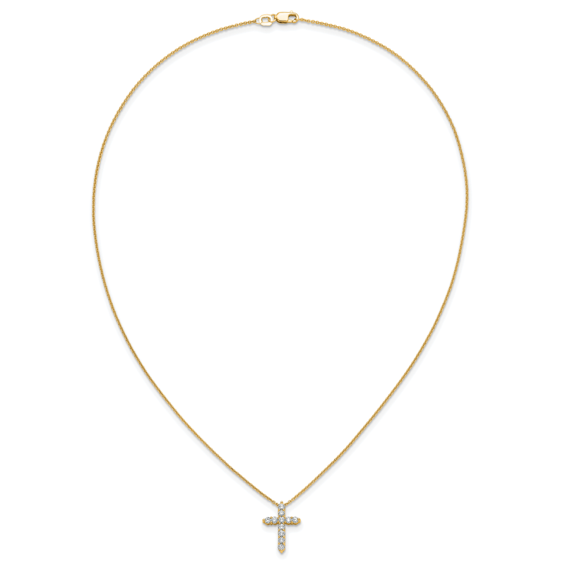 14k White Gold 1/4 carat Diamond Cross Pendant 18 inch Necklace