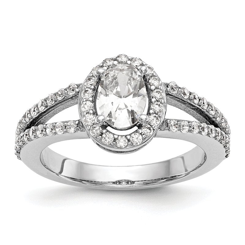 14K White Gold 1/2 carat Lab Grown Diamond VS/SI  D E F  Semi Mount Oval Halo Engagement Ring