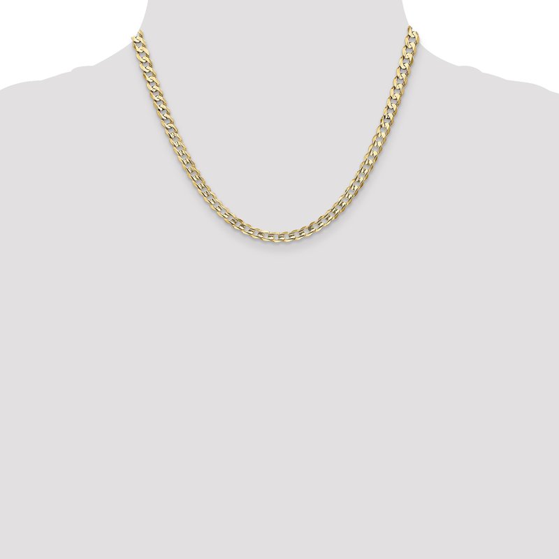 14K 26 inch 5.25mm Open Concave Curb with Lobster Clasp Chain