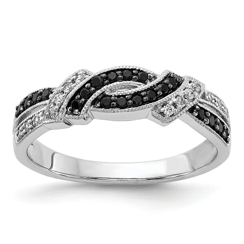 14k White Gold w/Black Rhodium White and Blue Diamond Ring