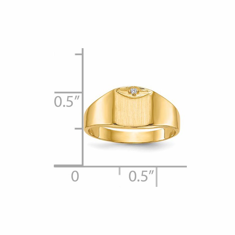 14k 7.0x8.0mm Closed Back AA Diamond Signet Ring