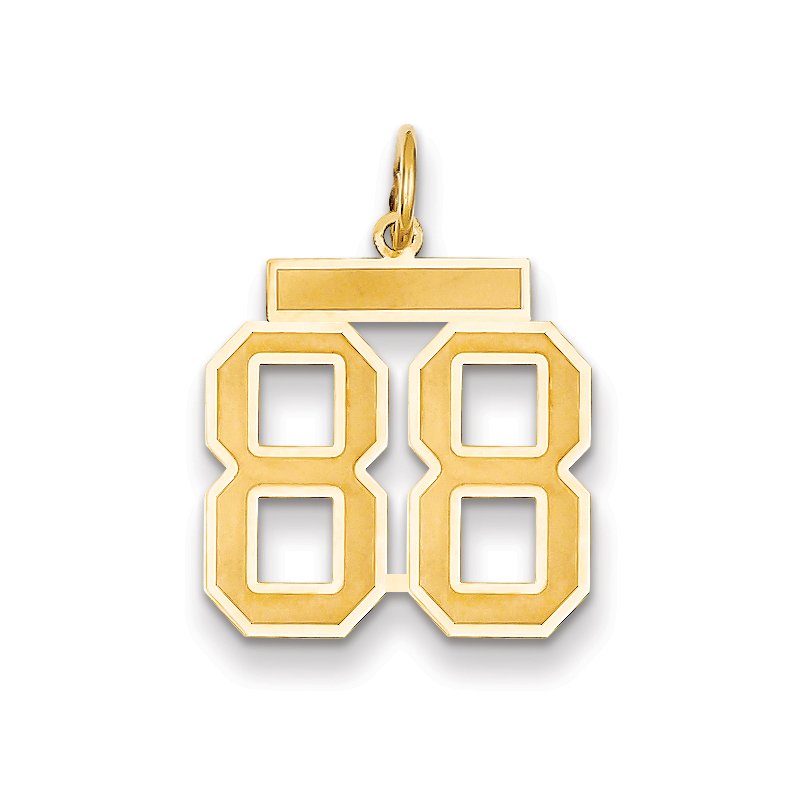14k Medium Satin Number 88 Charm