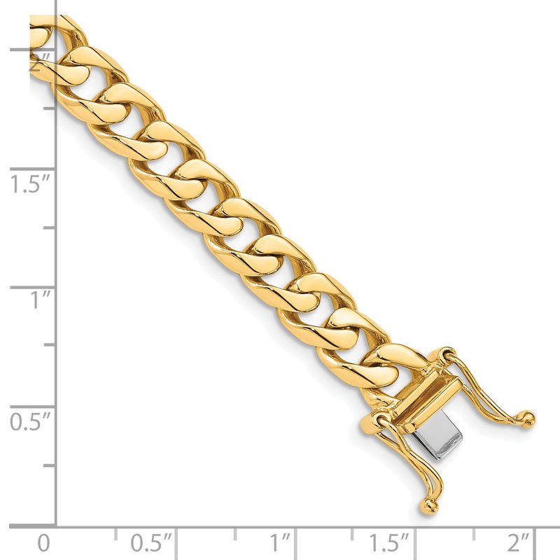 14K 20 inch 7.5mm Hand Polished Flat Beveled Curb Link with Box Catch Clasp Chain