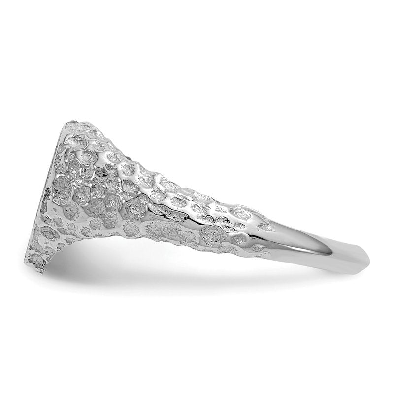 14k White Gold 8.0x9.0mm Open Back Heart Signet Ring