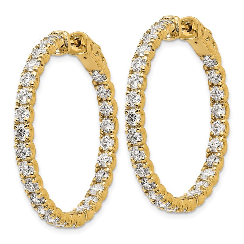 14K Yellow Gold 4 7/8 carat Lab Grown Diamond VS+ F+ Complet In and Out Hoop Earrings