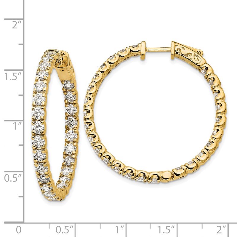 14K Yellow Gold 4 7/8 carat Lab Grown Diamond VS+ F+ Complet In and Out Hoop Earrings