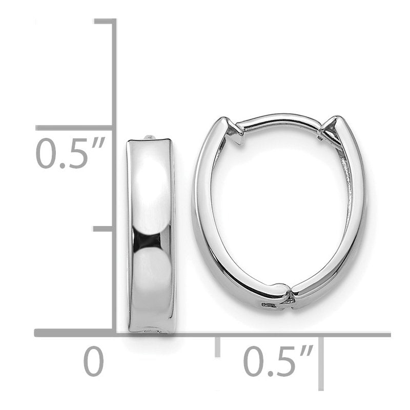 14k White Gold Polished Hinged Hoop Earrings