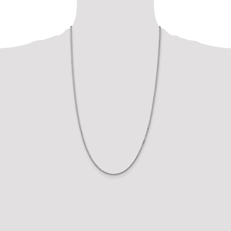14K White Gold 26 inch 1.5mm Box with Lobster Clasp Chain