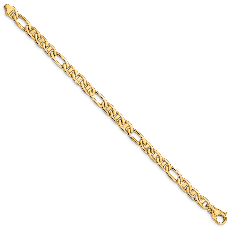 14K 18 inch 6.5mm Solid Hand Polished Fancy Flat Anchor Link with Fancy Lobster Clasp Chain