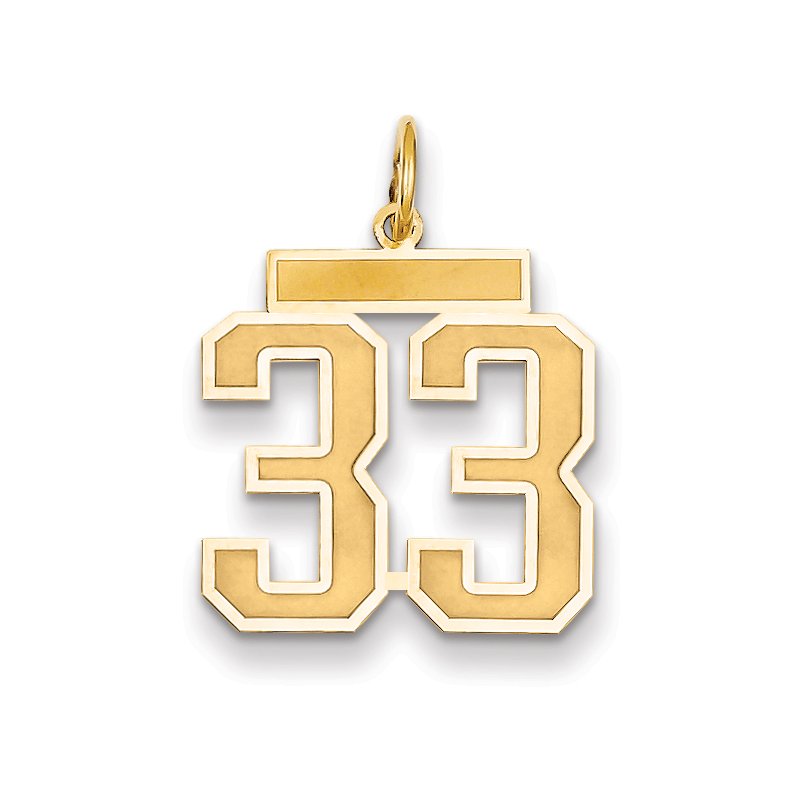 14k Medium Satin Number 33 Charm