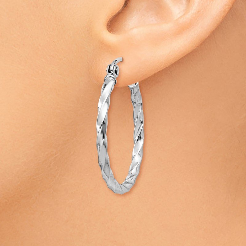 14k WG Twist Polished Hoop Earring