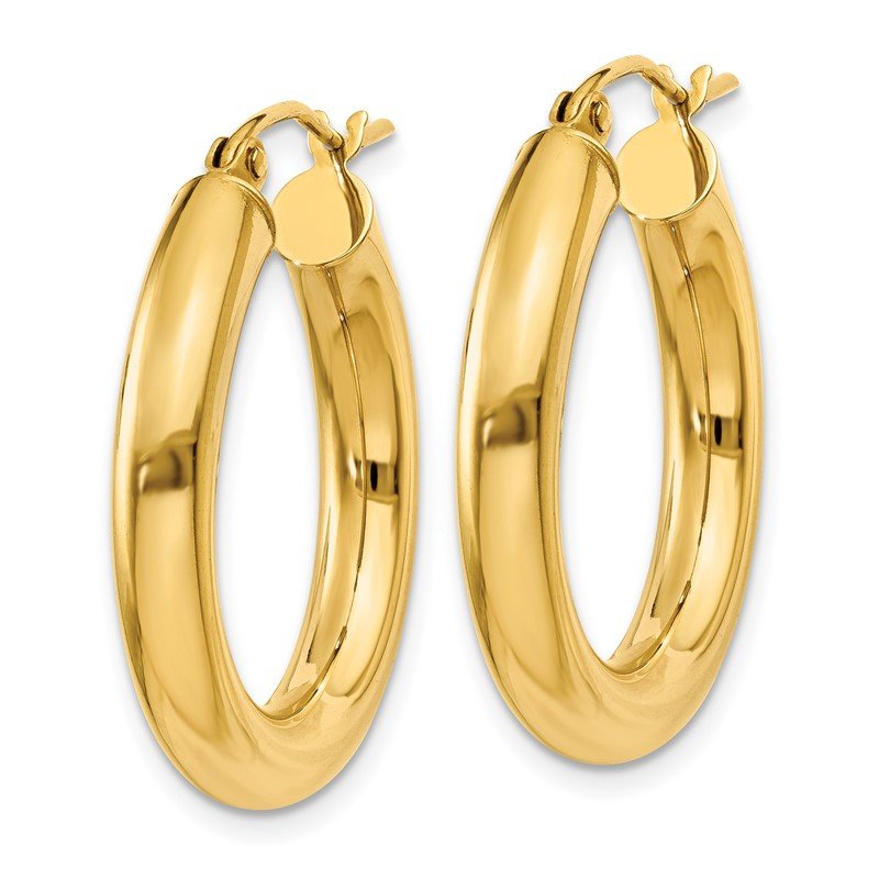 14k 4x25mm Polished Tube Hoop Earrings