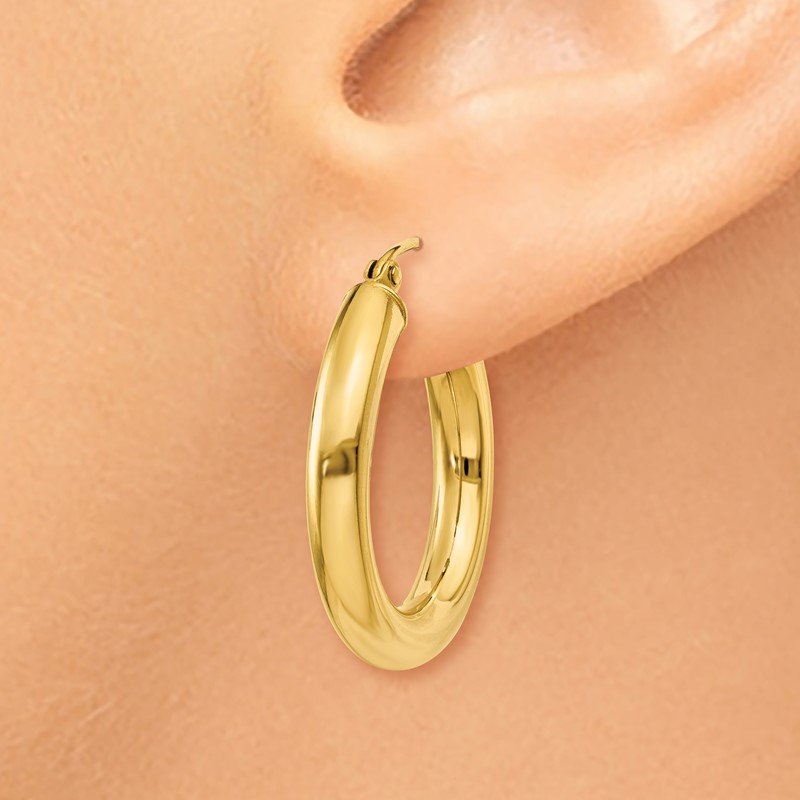 14k 4x25mm Polished Tube Hoop Earrings