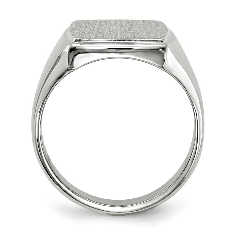 14k White Gold 13.0x15.0mm Closed Back Mens Signet Ring