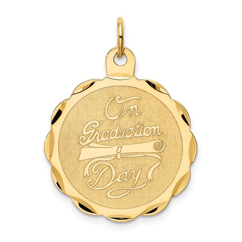 14k ON GRADUATION DAY with Diploma Engravable Disc Charm