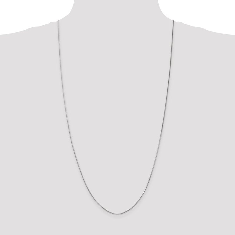 14K White Gold 10 inch 1mm Octagonal Snake with Lobster Clasp Anklet