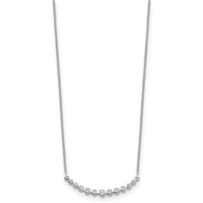 14k White Gold 1/4 carat Diamond Bezel-set Curved Bar 18 inch Necklace