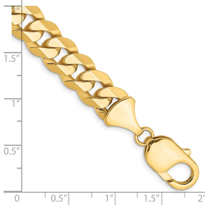 14K 26 inch 9.5mm Flat Beveled Curb with Lobster Clasp Chain
