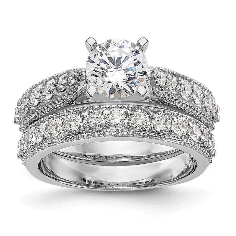 14K White Gold 1/3 carat Lab Grown Diamond VS/SI  D E F  Semi Mount Peg Set Ring