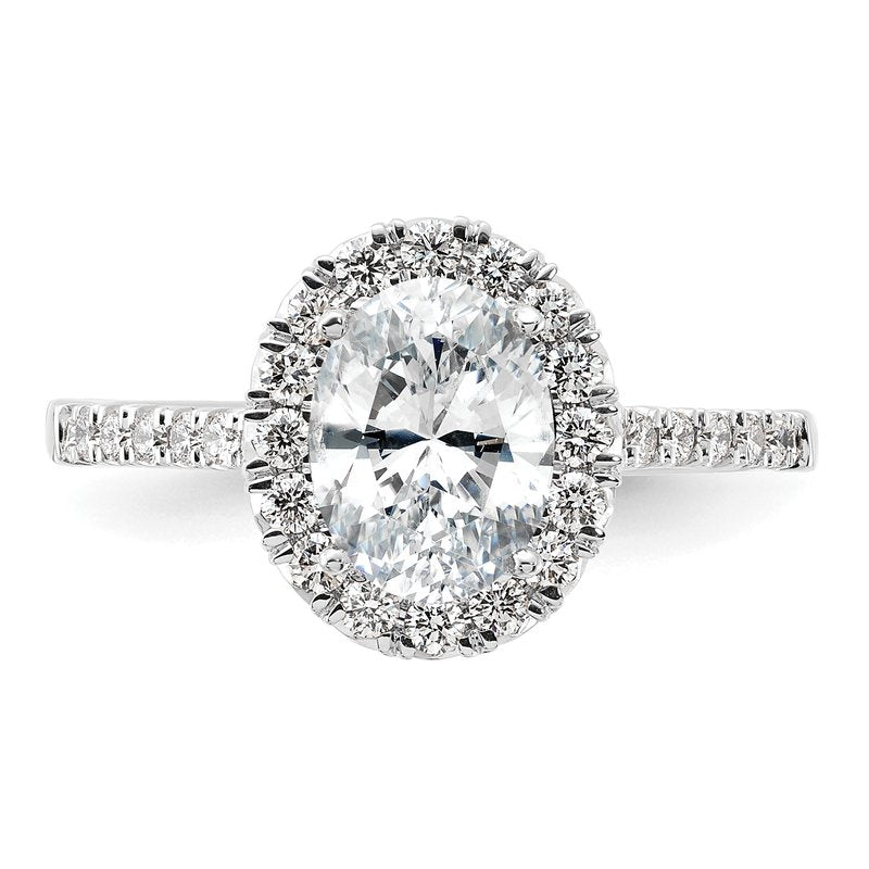 14K White Gold 1/3 carat Lab Grown Diamond VS+ F+ Semi-Mount Oval Halo Engagement Ring