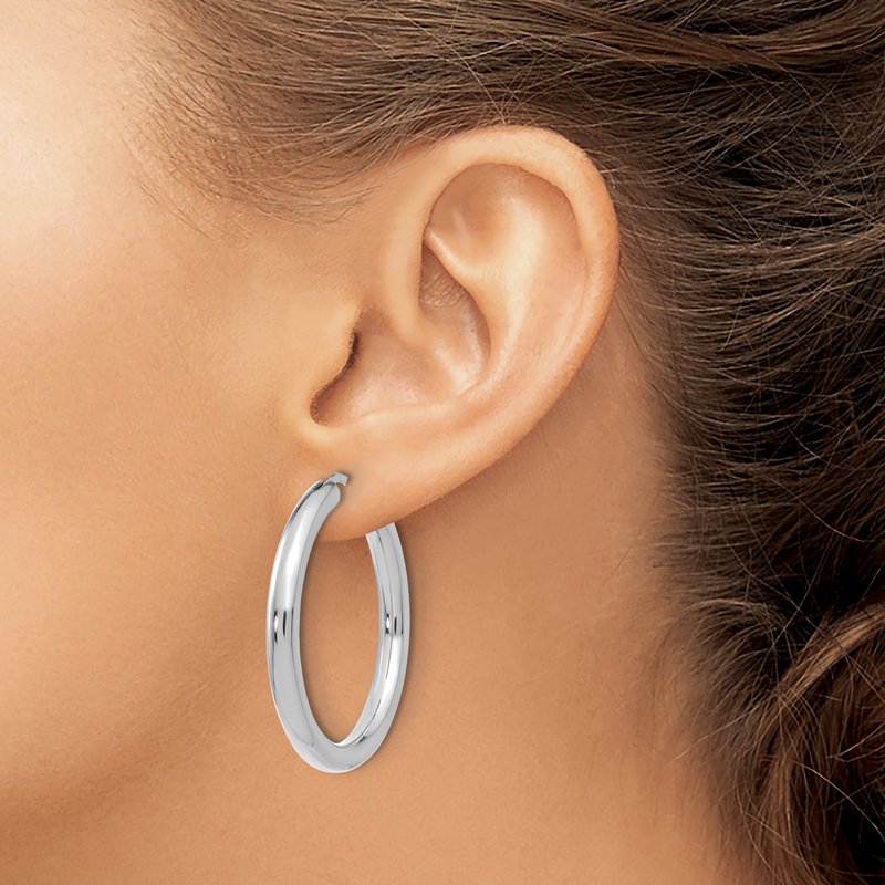 Sterling Silver Rhodium-plated 3.5mm Tube Earrings
