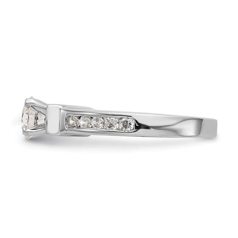 14K White Gold 1/2 carat Lab Grown Diamond VS+ F+ Semi-Mount Peg Set Engagement Ring