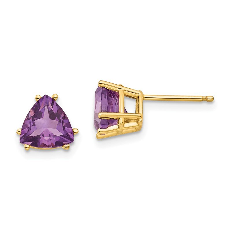 14k 7mm Trillion Amethyst Post Earrings