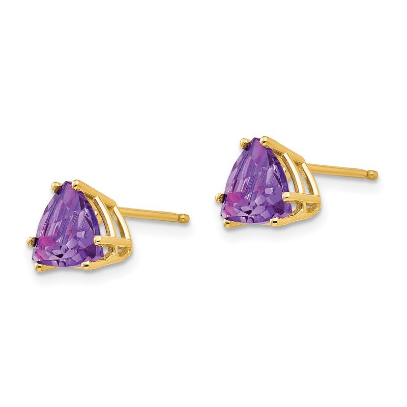 14k 7mm Trillion Amethyst Post Earrings