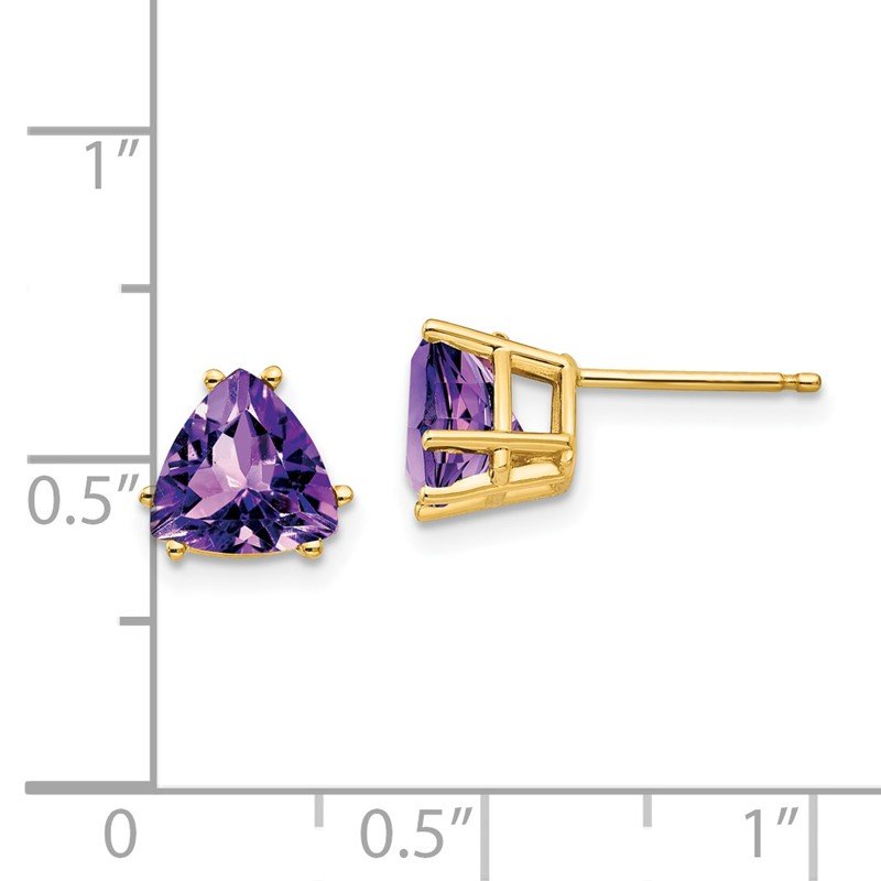 14k 7mm Trillion Amethyst Post Earrings