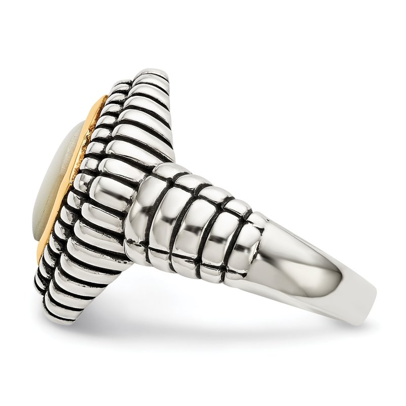 Sterling Silver with 14K Accent Antiqued Mother of Pearl Ring