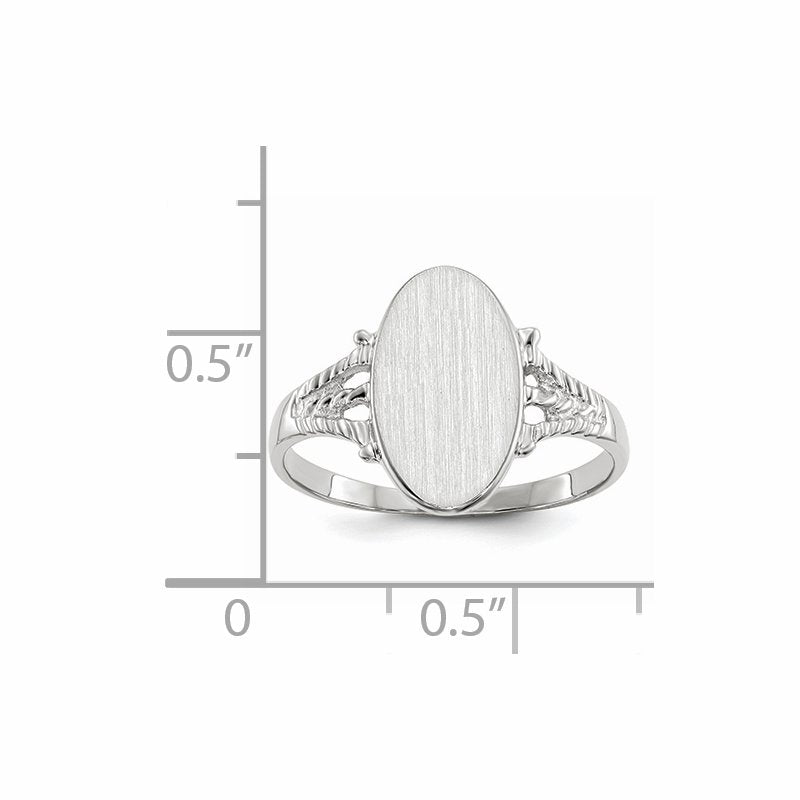 14k White Gold 8.5x13.5mm Closed Back Signet Ring