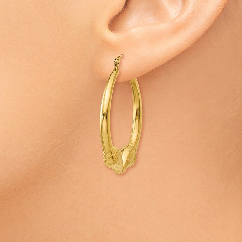 14k Polished Ram Hoop Earrings