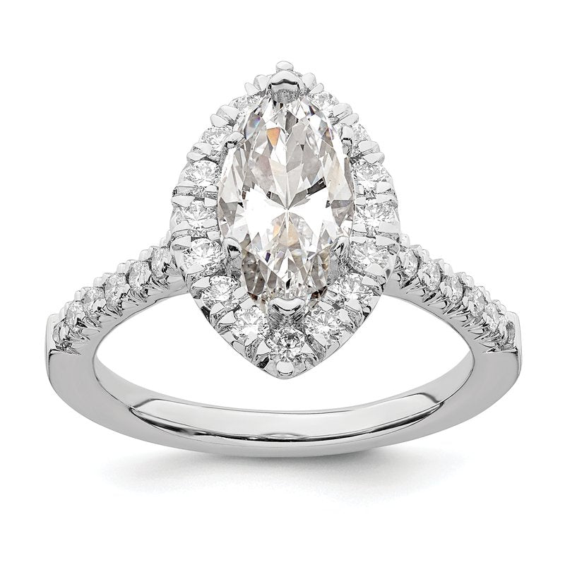 14K White Gold 1/3 carat Lab Grown Diamond VS+ F+ Semi-Mount Marquise Halo Engagement Ring