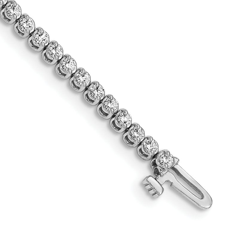 14k White Gold Complete1.9 carat Round AA Diamond 2-prong 7 inch Tennis Bracelet