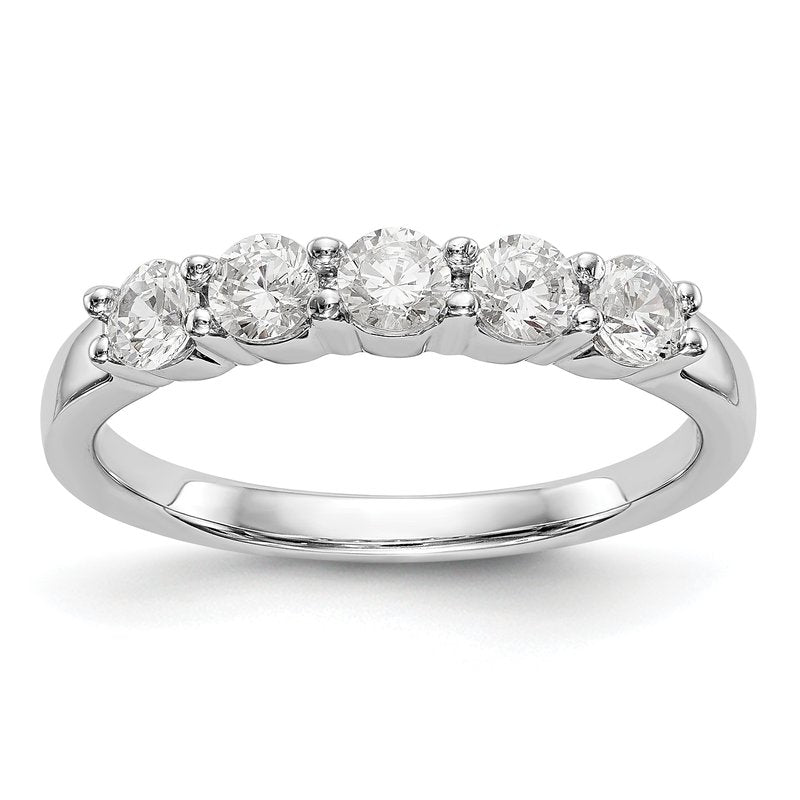 14K White Gold 1/3 carat Lab Grown Diamond VS+ F+ Complete Round Five Stone Ring