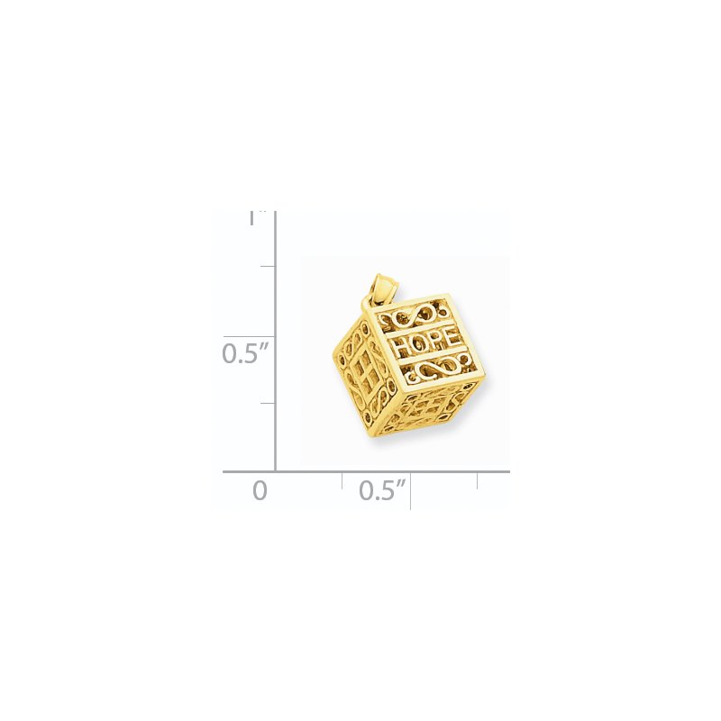 14K 3-D FAITH and HOPE Opening Prayer Box Charm