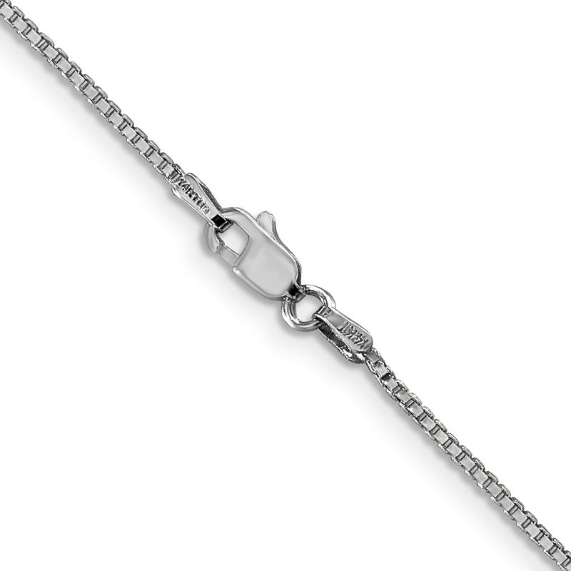 14K White Gold 14 inch 1.1mm Box with Lobster Clasp Chain
