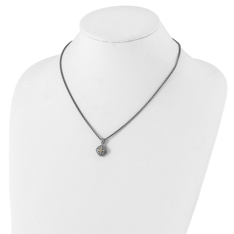 Sterling Silver with 14K Accent 18 Inch Diamond Necklace