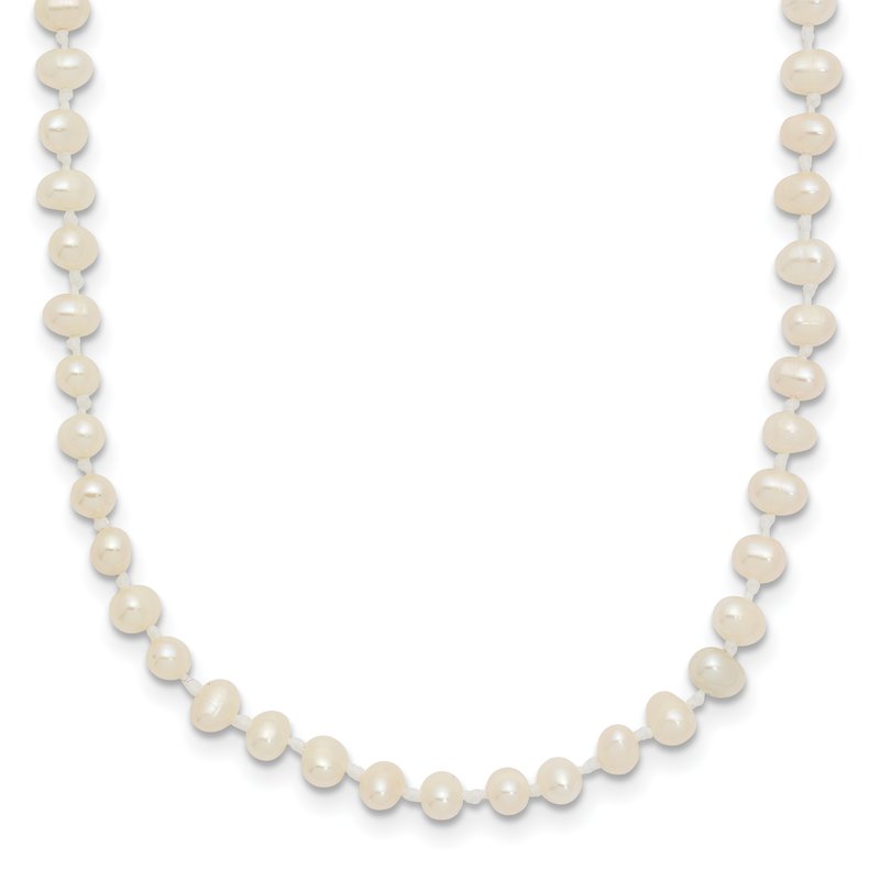 14k Children's 3-4mm White Semi-Round Freshwater Cultured Pearl 12 inch Necklace