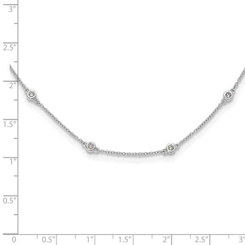 14k White Gold Complete 1/3 carat Bezel-set Diamond and Cable Chain 16-Station 16 inch Necklace