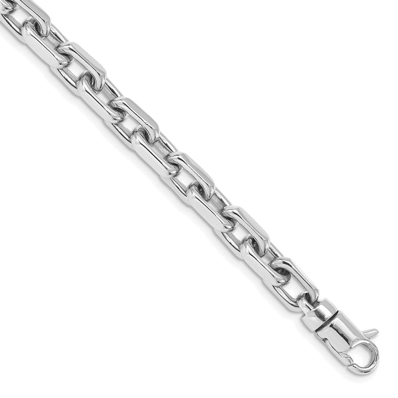 14K White Gold 20 inch 7mm Hand Polished Fancy Link with Lobster Clasp Chain