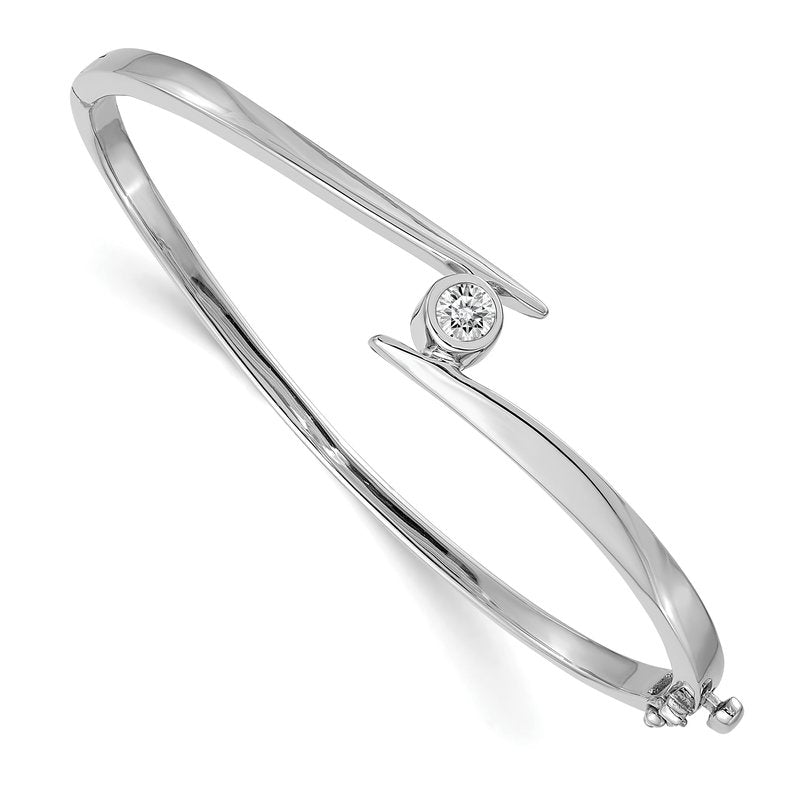 14k White Gold Complete 1/2 carat AAA Diamond Hinged Oval Bangle Bracelet
