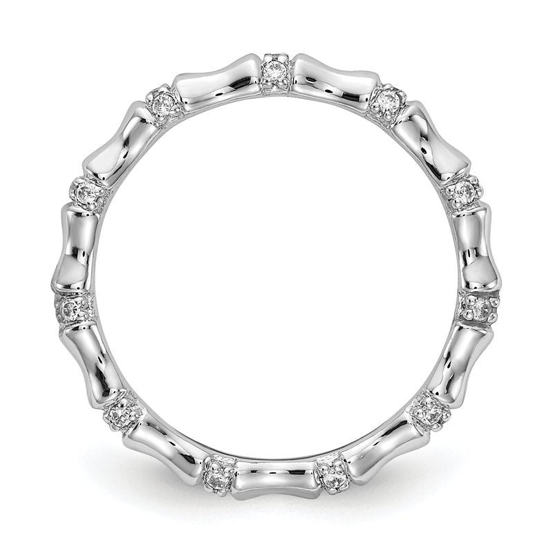 14k White Gold Diamond Fancy Bamboo Ring