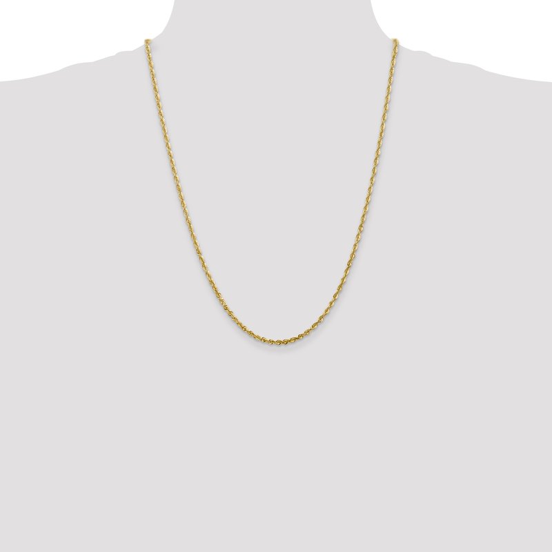 14K 10 inch 2.75mm Ultra Diamond-cut Rope with Lobster Clasp Anklet