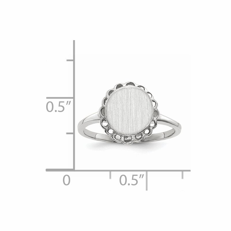 14k White Gold 8.5x9.0mm Open Back Signet Ring