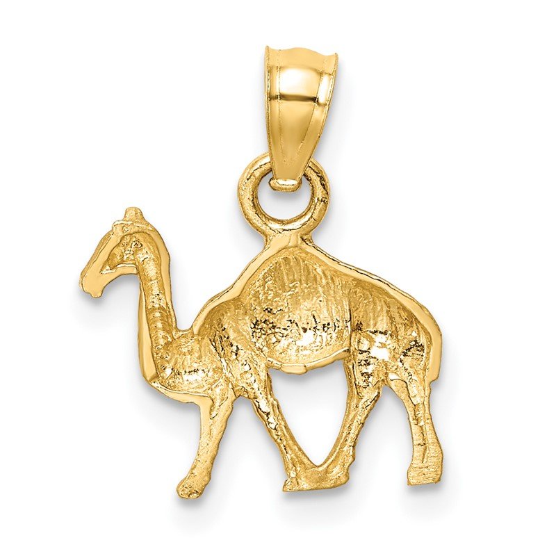 14K Satin Diamond-cut Camel Pendant