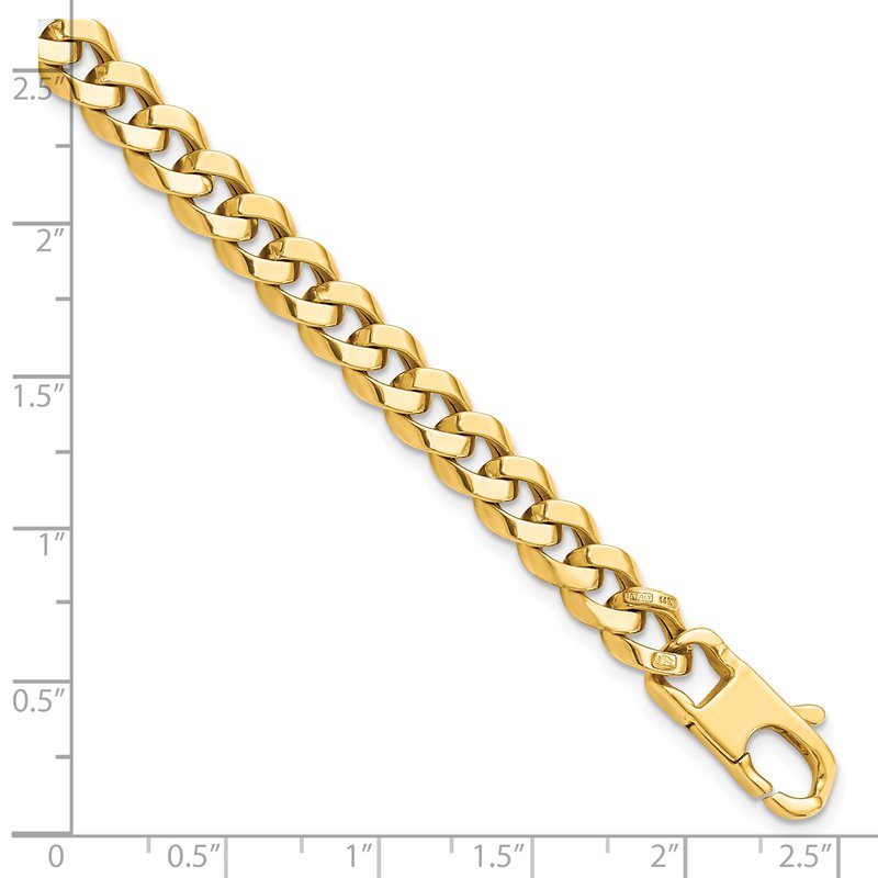 14K 7.0mm Beveled Curb Bracelet