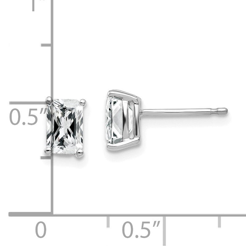 14k White Gold 6x4mm Octagon Radiant-Cut Cubic Zirconia Post Earrings